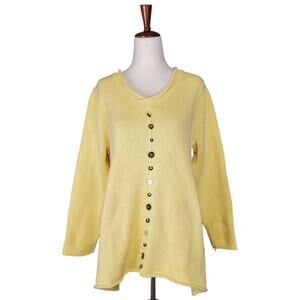 Y2k Sweater Butter Yellow Oversized Vintage Lulu-B Button Detail Women's Medium